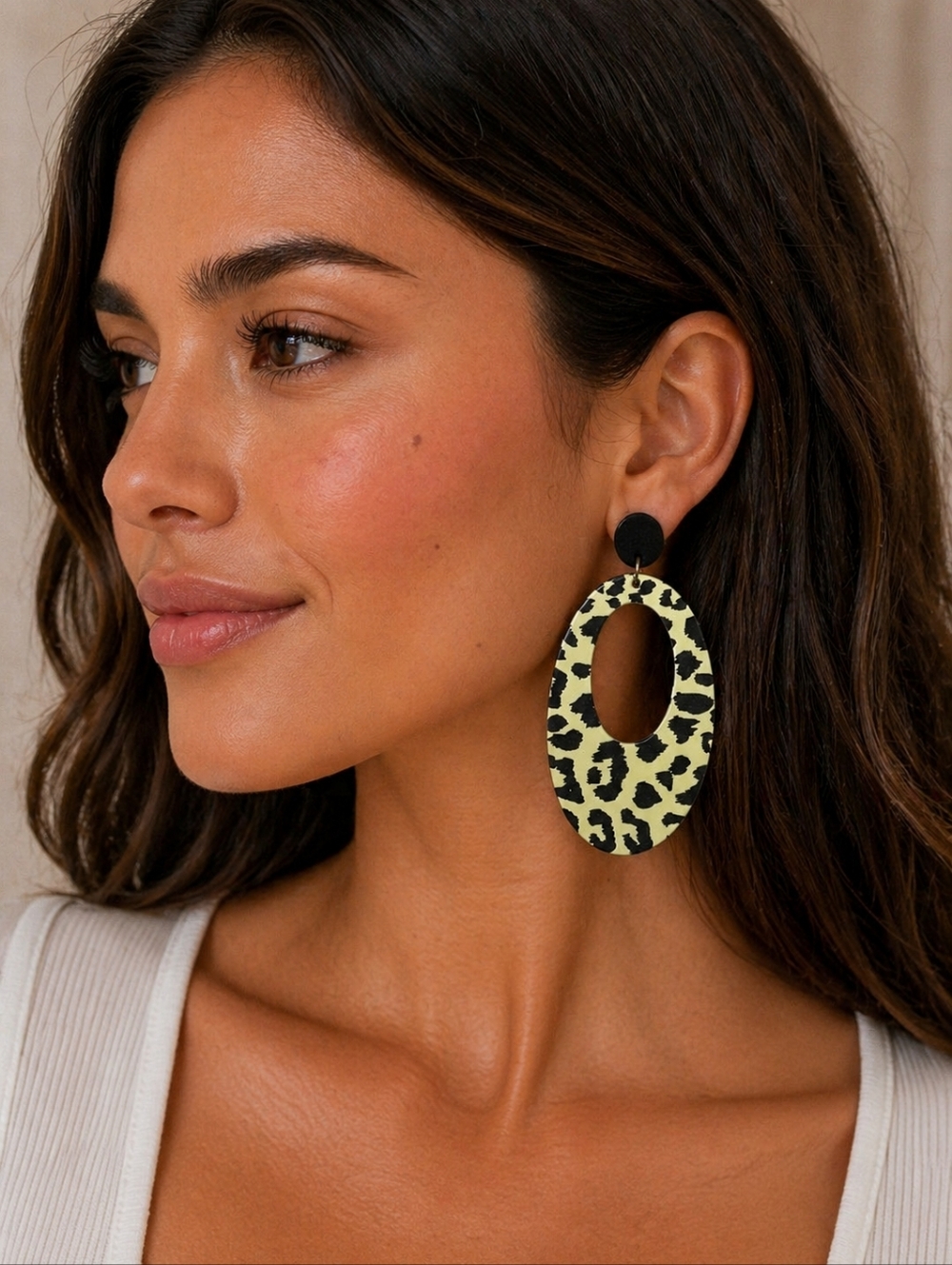 Plunder Design Geometric Leopard Print Earrings - NIP